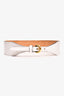 Moschino White/Gold Leather Logo Belt