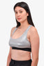 Paco Rabanne Silver Logo Sports Bra Size XS