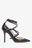 Valentino Black/Nude Leather Strappy Pointed Heels Size 40