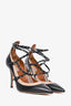 Valentino Black/Nude Leather Strappy Pointed Heels Size 40