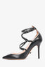 Valentino Black/Nude Leather Strappy Pointed Heels Size 40