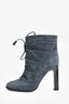 Hermès Teal Suede Lace Up Ankle Boots Size 40