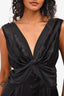 Prada Black Silk V-Neck Sleeveless Tie Detail Dress Size 42