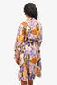 Weekend Max Mara Purple Floral Cotton Long Sleeve Belted Dress Size 8