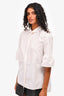 Akris White Cotton Poplin Flared Button-Up Top Size 8