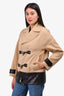 Jason Wu Beige Cotton Leather Toggle Closure Jacket Size 10 (As Is)