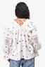 Lug Von Siga White/Blue Floral Embroidered 'Carla' Blouse Size 40