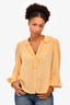 Ulla Johnson Yellow Silk Ruffle Collar Blouse Size 8