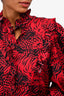 Gucci 2018 Red/Black Silk Printed Ruffle Collar Blouse Size 42