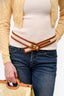 Balmain Cream/Tan Canvas Leather Trimmed 'B' Belt Size 80