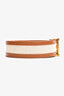 Balmain Cream/Tan Canvas Leather Trimmed 'B' Belt Size 80