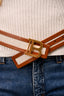 Balmain Cream/Tan Canvas Leather Trimmed 'B' Belt Size 80