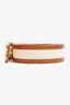 Balmain Cream/Tan Canvas Leather Trimmed 'B' Belt Size 80