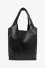 Ferragamo Black Leather Cutout Detail Tote with Pouch