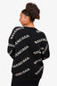 Balenciaga Black/White Logo All Over Sweater Size XS