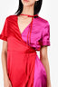 NONIE Pink/Red Silk Wrap Dress Size XS