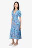 Saloni Blue Floral Cutout Dress Est. Size S