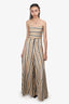 Caroline Constas Cream/Gold Striped Jumpsuit Size 2