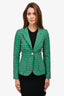 Smythe Green Single Breasted Gold Button Blazer Size 2