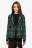 Smythe Green/Black Plaid Gold Button Blazer Size 2