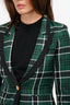 Smythe Green/Black Plaid Gold Button Blazer Size 2