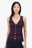 Smythe Navy / Red Plaid Vest Size 2