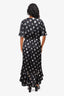 Diane von Furstenberg Black/Silk Dotted Silk Tie Front Ruffle Dress Size 6