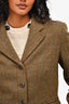 Weekend Max Mara Green Herringbone Wool Cropped Blazer Size 8