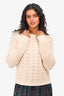 Veronica Beard Cream Wool Boucle Cable Knit Sweater Size S