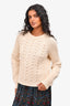 Veronica Beard Cream Wool Boucle Cable Knit Sweater Size S