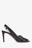 Prada Black Leather Slingback Peep-Toe Heels Size 38.5 (As Is)