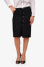 Prada Black Virgin Wool Pencil Skirt With Buttons Size 42