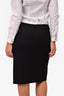 Prada Black Virgin Wool Pencil Skirt With Buttons Size 42