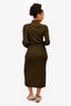 Celine Green Wool/Silk Blend Mockeck Belted Dress Size S