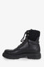 Moncler Black Leather Shearling Detail Combat Boots Size 40