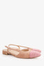 Pre-Loved Chanel™ Camel/Pink Wool Cap Toe Sling Back Flats Size 40.5 (As Is)