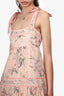 Zimmermann Pink Floral Printed "Moonshine' Tiered Midi Tie Shoulder Dress Size 1 with Tags