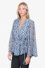 Sabina Musayev Blue/Black Floral Print Blouse Size XS