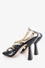 By Far Black Leather Gold Chain Detail Heels Size 40