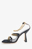 By Far Black Leather Gold Chain Detail Heels Size 40