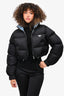 Prada Black Nylon Cropped Logo Puffer Jacket Size 42