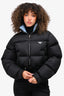 Prada Black Nylon Cropped Logo Puffer Jacket Size 42