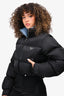 Prada Black Nylon Cropped Logo Puffer Jacket Size 42