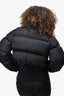 Prada Black Nylon Cropped Logo Puffer Jacket Size 42