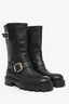 Jimmy Choo Black Leather Buckle Moto Boots Size 36.5