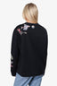 Valentino Black Neoprene Animal Badge Embellished Sweater Size M