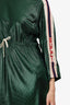 Gucci Green Metallic Sport Gucci Logo Drawstring Waist Mini Dress Size XXS