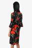 Dolce & Gabbana Black/Red Floral Printed Ruffle Sleeve Dress Size 36