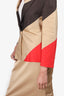 Iceberg Khaki/Brown/Red Striped Blazer With Midi Skirt Set Size 42