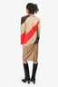 Iceberg Khaki/Brown/Red Striped Blazer With Midi Skirt Set Size 42